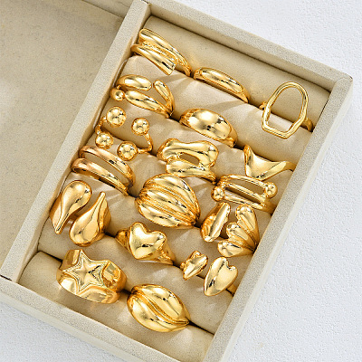 Alloy Mixed Shapes Cuff Open Rings Sets for Women WG69060-01-1