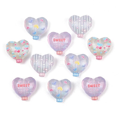 Printed Opaque Acrylic Beads OACR-D041-01C-1