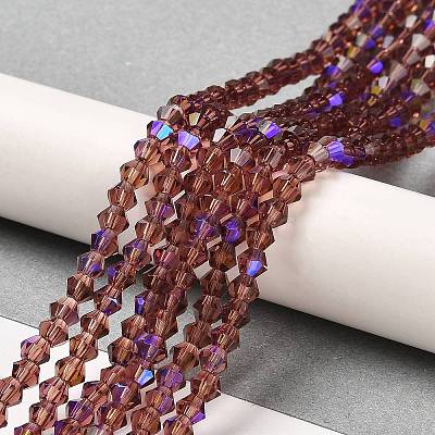 Transparent Electroplate Glass Beads Strands GLAA-F029-4mm-D05-1