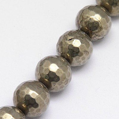 Natural Pyrite Beads Strands G-L031-14mm-03-1