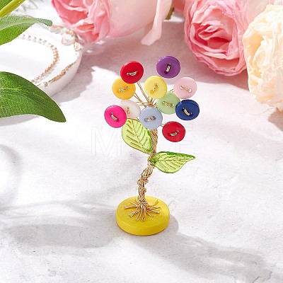 Resin Button Tree of Life Decorations AJEW-JF03414-01-1