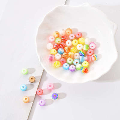 50Pcs Transparent Stripe Resin Beads RESI-YW0001-02B-1