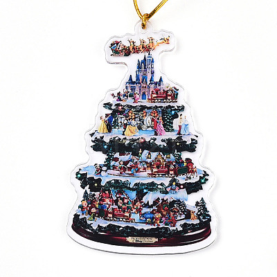 Acrylic Christmas Tree Pendant Decoration HJEW-Q010-01F-1