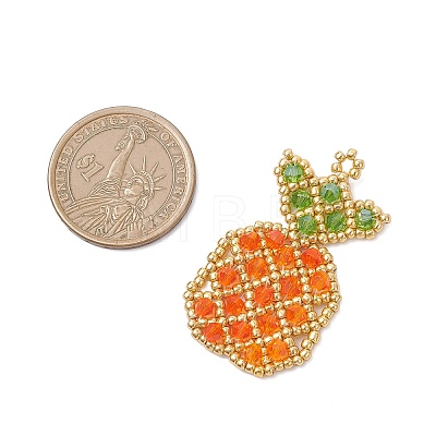Glass Seed Beaded Pineapple Pendants PALLOY-MZ01109-1