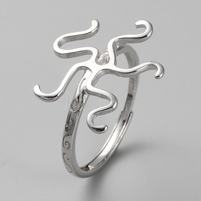 Rhodium Plated 925 Sterling Silver Adjustable Rings Base STER-WH0011-27P-1