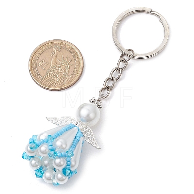 Glass Seed Bead with Acrylic Angel Keychain KEYC-MZ00026-05-1