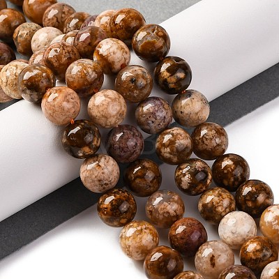 Natural Flower Agate Beads Strands G-B044-A01-03-1