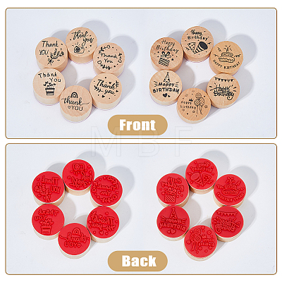 SUPERFINDINGS 2 Sets 2 Styles Wooden Stamps AJEW-FH0004-71-1