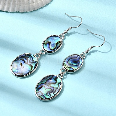 Brass Natural Abalone Shell Dangle Earrings EJEW-F388-01A-P-1