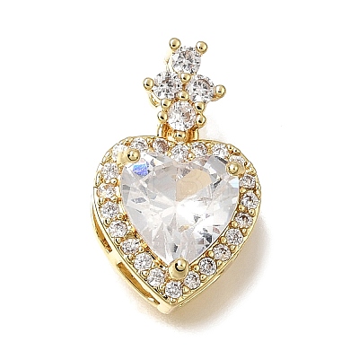 Brass Micro Pave Clear Cubic Zirconia Pendants CU-CBAA556-11B-1
