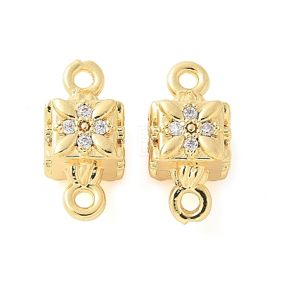 Brass Micro Pave Cubic Zirconia Connector Charms KK-U056-18G-1