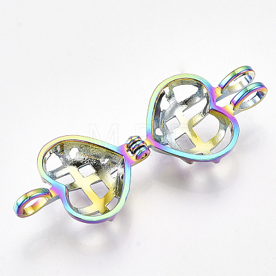 Plated Alloy Bead Cage Pendants PALLOY-S119-064-1