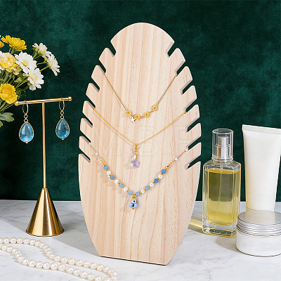 Wood Slant Back Necklace Display Stands NDIS-WH0077-001-1