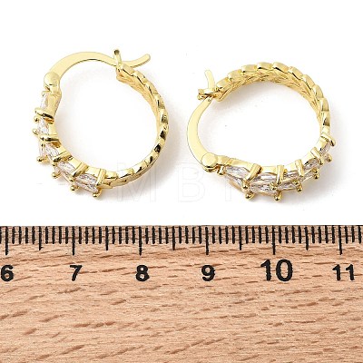 Leaf Brass Micro Pave Cubic Zirconia Hoop Earrings EJEW-P333-03G-1