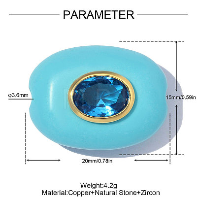 Brass Micro Pave Cubic Zirconia & Synthetic Turquoise Beads GG-OY001-06G-03-1