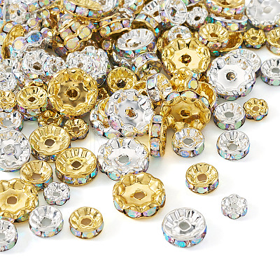 120Pcs Brass Rhinestone Spacer Beads RB-TA0001-36B-1