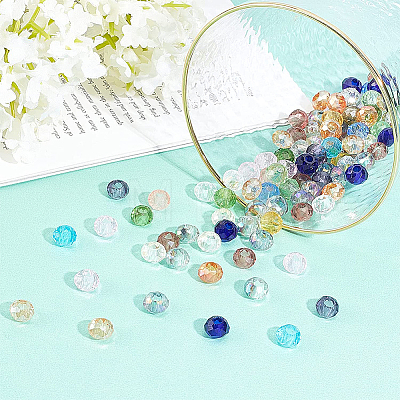 Mixed Color Faceted Rondelle Glass Beads Diameter 8mm Large Hole Beads for Jewelry Making GLAA-PH0002-02M-1