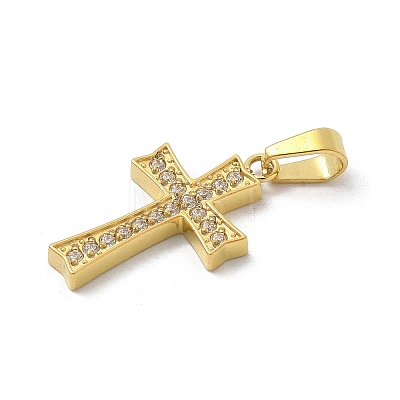 Ion Plating(IP) 304 Stainless Steel Micro Pave Cubic Zirconia Pendants STAS-Z107-08G-04-1
