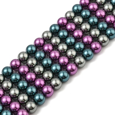 Baking Painted Pearlized Glass Pearl Round Bead Strands PEAR-H019-02C-10-1