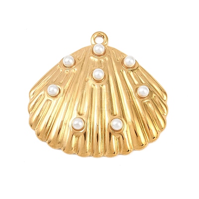 304 Stainless Steel & ABS Plastic Imitation Pearl Pendants STAS-Z185-05G-03-1