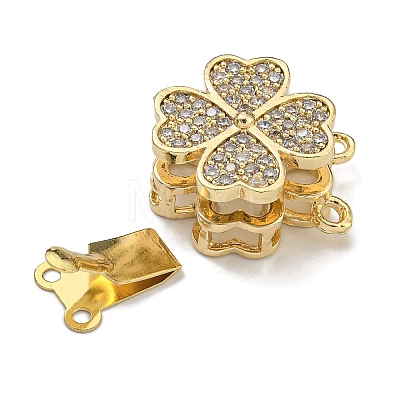 Brass Micro Pave Cubic Zirconia Box Clasps KK-U037-23G-03-1