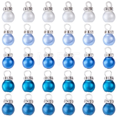 70Pcs 5 Colors Glass Pearl Pendants PALLOY-TAC0321-1