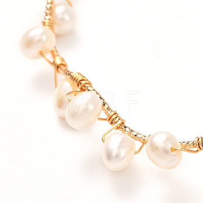 Natural Pearl Braided Bangle for Girl Women BJEW-JB06830-01-1