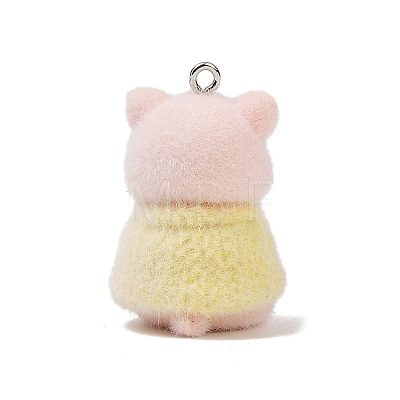 Animal Theme Flocky Opaque Resin Pendants RESI-H042-01P-19-1