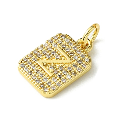 Rack Plating Brass Micro Pave Clear Cubic Zirconia Charms KK-G501-01Z-G-1