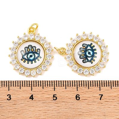 Rack Plating Brass Micro Pave Cubic Zirconia Pendants KK-H486-21G-03-1