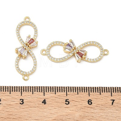 Brass Micro Pave Cubic Zirconia Bowknot Infinity Connector Charms KK-P350-23G-1