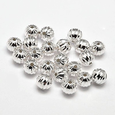 Fancy Cut Faceted Round 925 Sterling Silver Beads STER-F012-07C-1