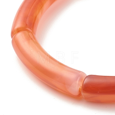 Imitation Gemstone Acrylic Curved Tube Beaded Stretch Bracelet BJEW-JB07981-03-1
