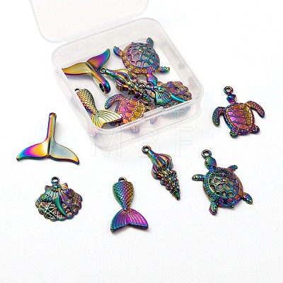 12Pcs 6 Style Ocean Themed Alloy Pendants FIND-LS0001-01-1