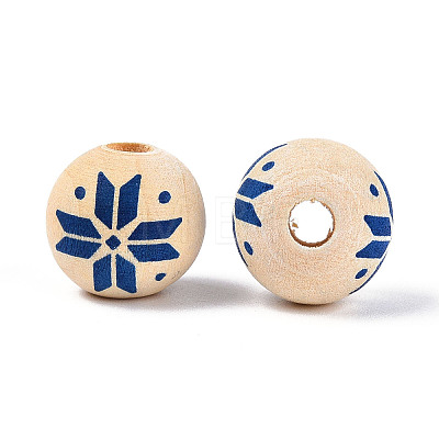 Christmas Spray Painted Schima Wood Beads WOOD-T032-35F-1