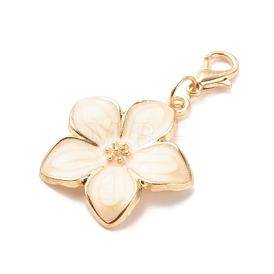 Alloy Enamel Flower Pendant Decorations HJEW-JM00657-01-1