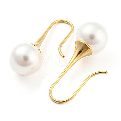 Plastic Pearl Teardrop Dangle Earrings EJEW-C067-23A-G-1