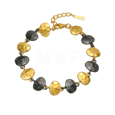 Two Tone Hammered 304 Stainless Steel Bracelets Nuggets Link Chain Bracelets for Women FS-WGBFBF0-02-1
