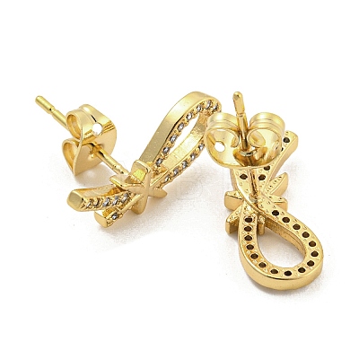 Brass Micro Pave Cubic Zirconia Ear Studs EJEW-P261-24C-G-1