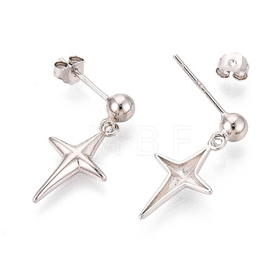 925 Sterling Silver Cross Dangle Stud Earrings STER-N016-108P-1