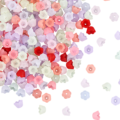 600Pcs Transparent Acrylic Bead Caps FACR-SP0001-01-1