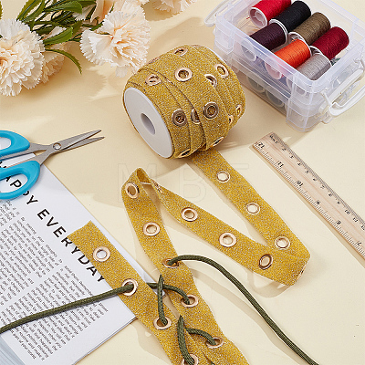 15 Yards Glitter Polyester Ribbon with Stainless Steel Eyelets OCOR-BC0009-66B-1