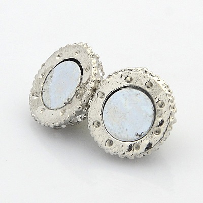 Platinum Plated Round Alloy Enamel Magnetic Clasps with Loops ENAM-P107-M-1