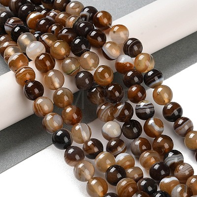 Natural Striped Agate/Banded Agate Beads Strands G-Z060-A01-B10-1