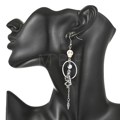 Halloween Alloy & Synthetic Turquoise & Lampwork Dangle Earrings EJEW-TA00820-1