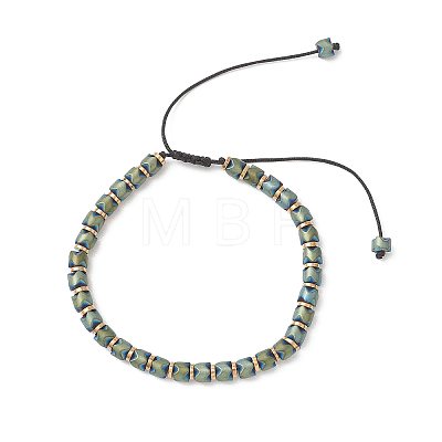 Electroplate Non-magnetic Synthetic Hematite Column & Disc Beads Braided Bead Bracelets for Women Men BJEW-JB13300-1
