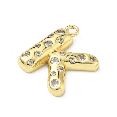 Brass Micro Pave Clear Cubic Zirconia Pendants KK-I476-02G-K-1