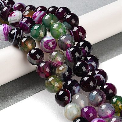 Natural Striped Agate/Banded Agate Beads Strands G-Z060-A01-C21-1