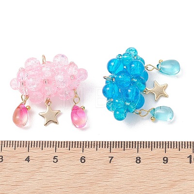 Glass Bead & Stainless Steel Pendants PALLOY-MZ01308-01-1