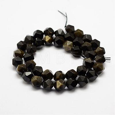 Natural Golden Sheen Obsidian Beads Strands G-G682-27-6mm-1